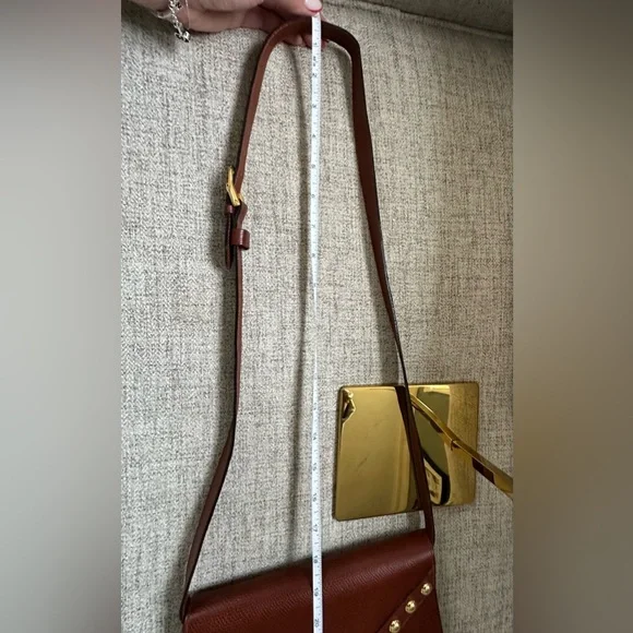 Authentic Yves Saint Laurent Studded Brown Shoulder Bag excellent like new YSL - Picture 14 of 14